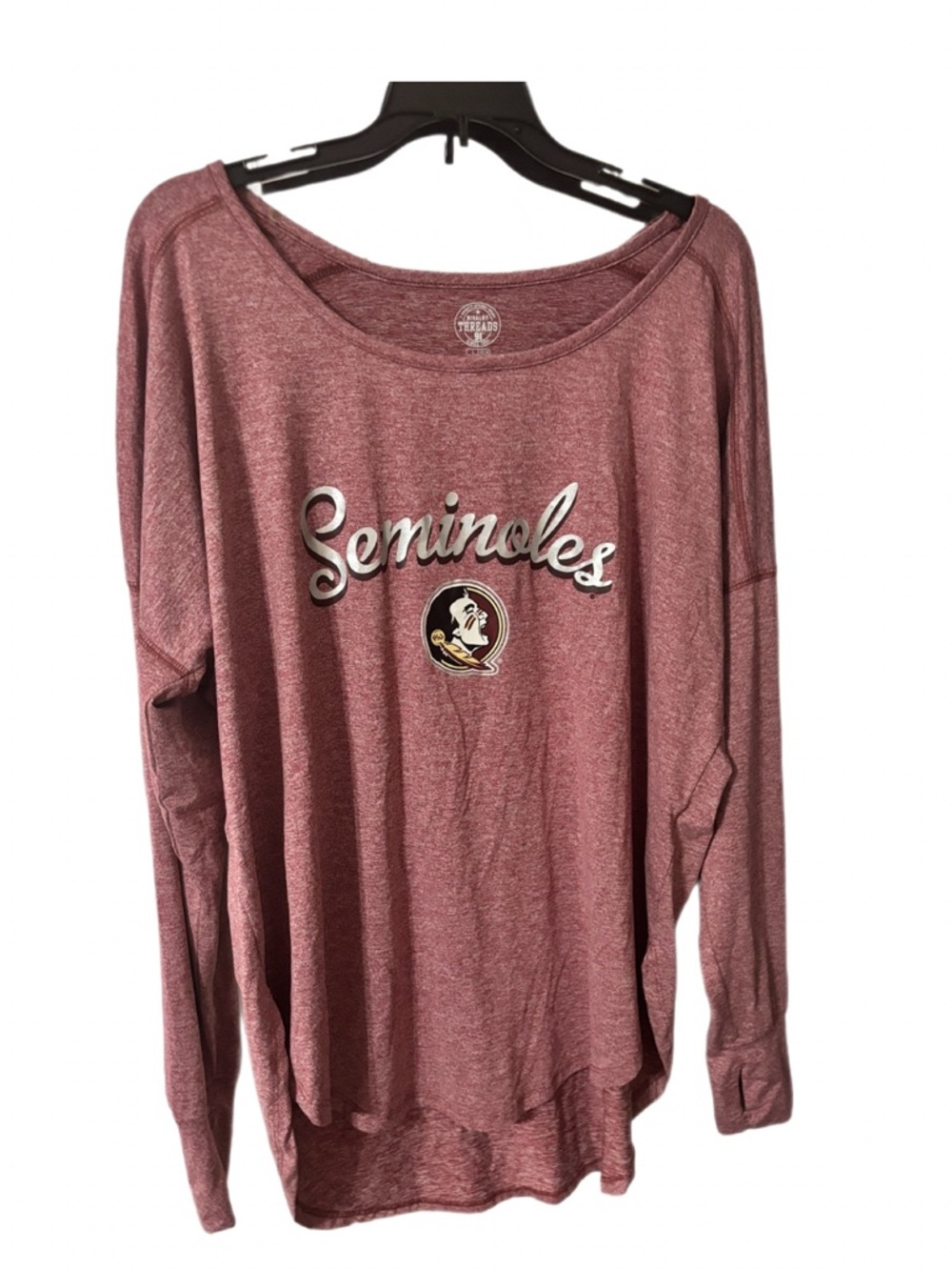 Rivalry Threads Maroon Long Sleeve 'Seminoles' Scoop Neck Top
